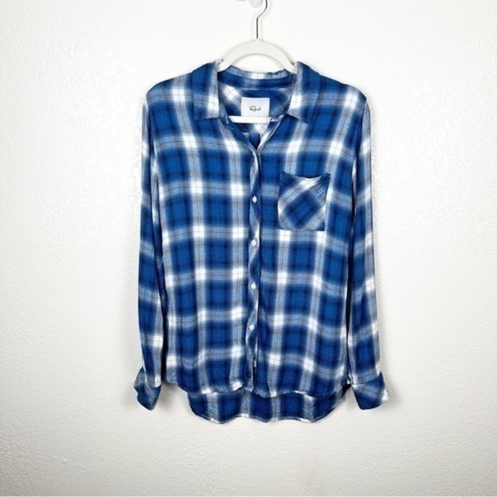 Rails Hunter Button Down Plaid Soft Shirt in Mykonos Blue Size Small